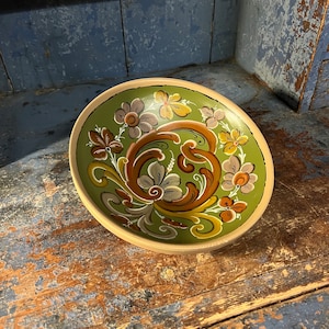 Vintage rosemaling Ale/ beer bowl/ wall hanging, Norwegian Telemark Rose painting folkart folk art Norway, cabin/farmhouse/ Country style