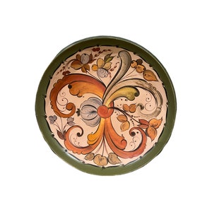 1970s  Stunning rosemaling Ale/ beer bowl/cakestand/ wall hanging, Norwegian Telemark Rose painting folkart folk art Norway, cabin/farmhouse