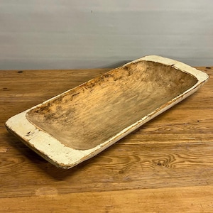 1800s RUSTIC Wabi Sabi serving tray/trau/Dough Bowl with beautiful patina, RARE Country/ farmhouse style Primitive Wood Trough