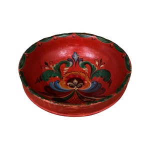 1910/20s Norwegian Rosemaling Ale/beer bowl with original painting, Scandinavian folkart folk art, RUSTIC  Farmhouse style, Collectible