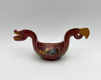 KJENGE de calidad de museo de principios del siglo XX - Cuenco de cerveza noruego Rosemaling