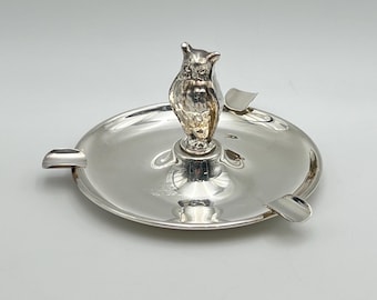 Cenicero vintage de búho plateado de mediados de siglo, Noruega, década de 1960