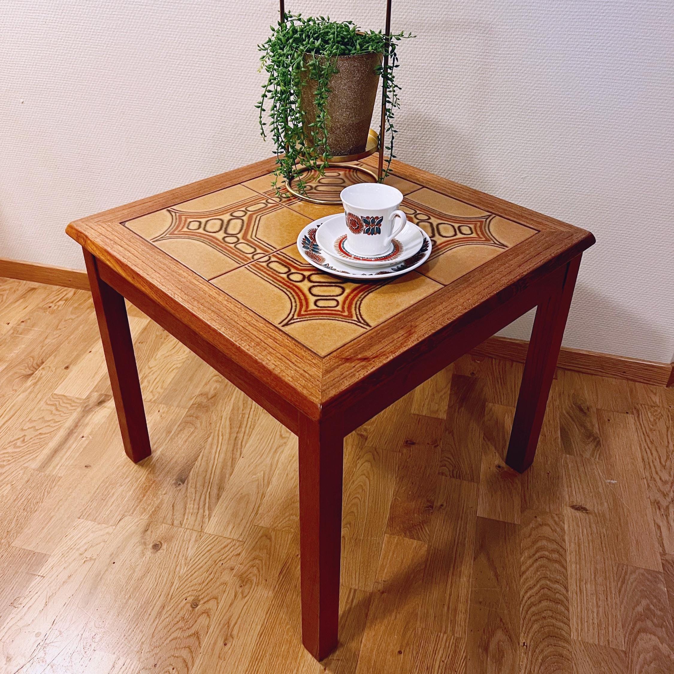 vintageテーブル C1960s VTG Danish Mid-century Modern Design Tiled Teak Wood Side