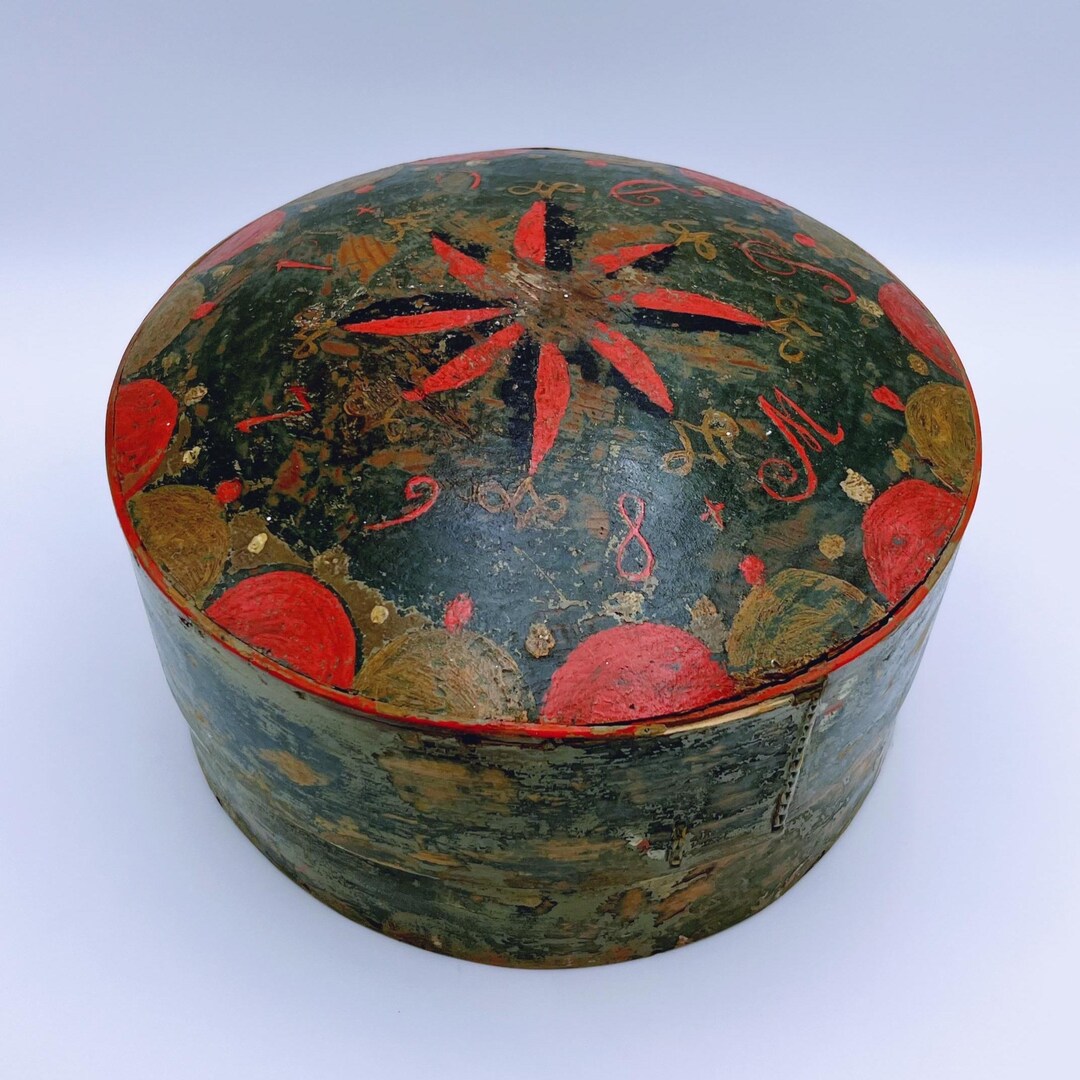 Dated 1798 Important Norwegian Primitive Antique Tine Box With