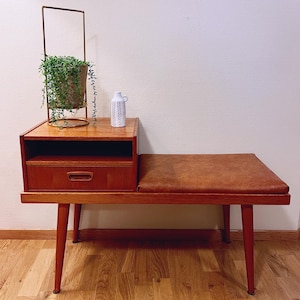 1950/60s Teak Hallway Bench, Scandinavian Mid-century Modern Design Hall furniture