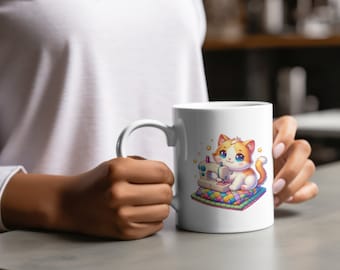 Cat Seamstress Coffee Mug: Funny Sewing Gift for Quilters