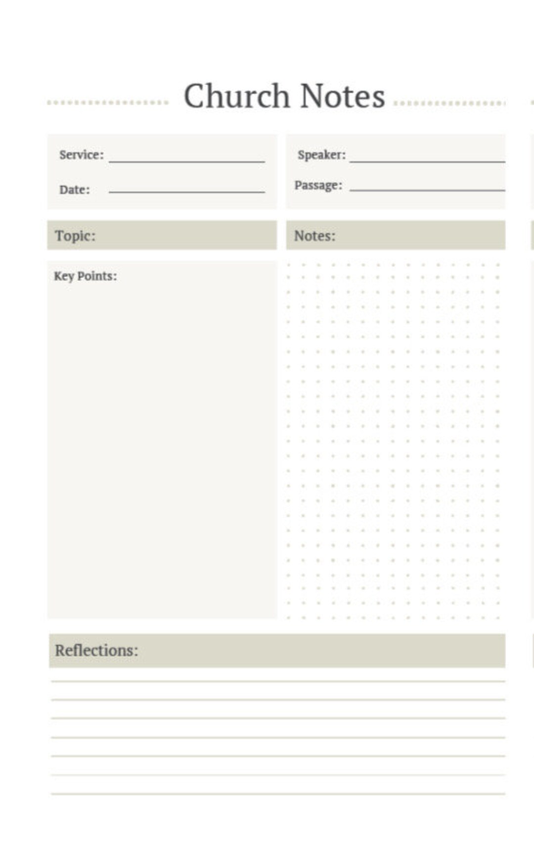 Church Notes - Etsy