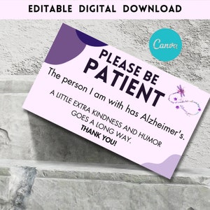 Modelo Canva Cartão de Alzheimer download digital editável para conscientização de alzheimers, cartões de visita para demência, cartões de visita para alzheimers, conscientização