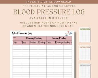 Blood Pressure Tracker BP Log for Doctor High Blood Pressure Tracker Hypotension Hypertension Blood Pressure Diary Daily Blood Pressure Log