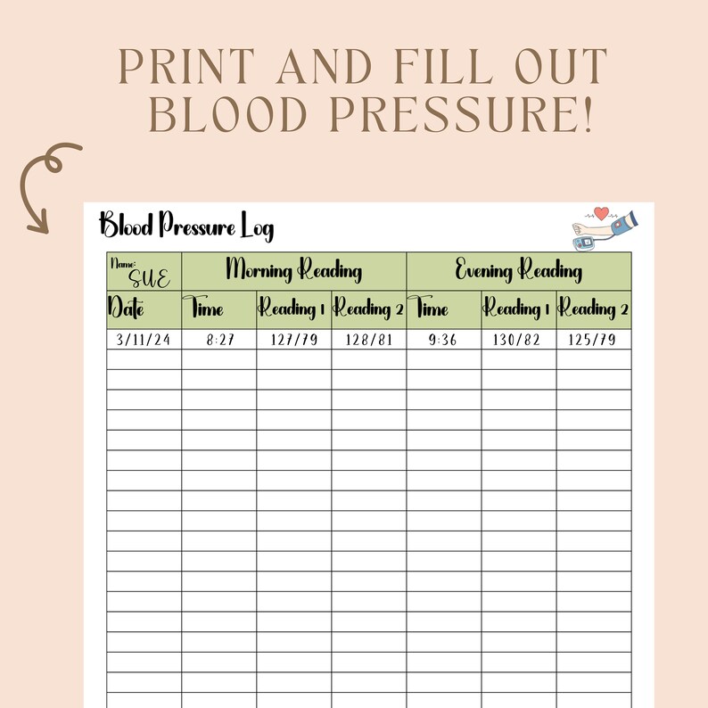 Blood Pressure Tracker BP Log for Doctor High Blood Pressure Tracker ...