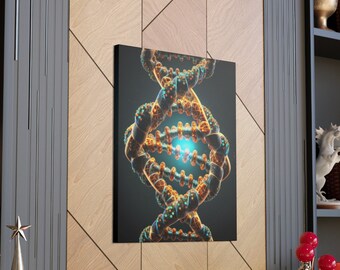 DNA Structure Canvas Print - Science Wall Art - Biology Art, Gene Artwork