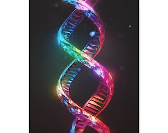 Rainbow DNA Canvas Print, Science Art, Biology Decor, Colorful Wall Art