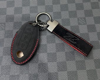 Premium Alcantara Key Fob Cover Case Pack Fit For Nissan Z Z34 Model Exclusive Made