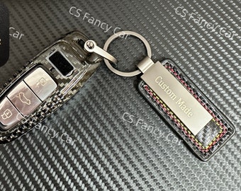 S3 RS3 S6 RS6 S7 RS7 Premium Genuine Fiber Key Fob Cover Case Fit For Audi 8Y S3 RS3 New S6 RS6 S7 RS7 Custom Made Gift