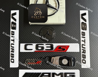 C63S Gloss Black Badges Emblems Paket für W205 C205 S205 A205 2019-2023 Exclusive Pack
