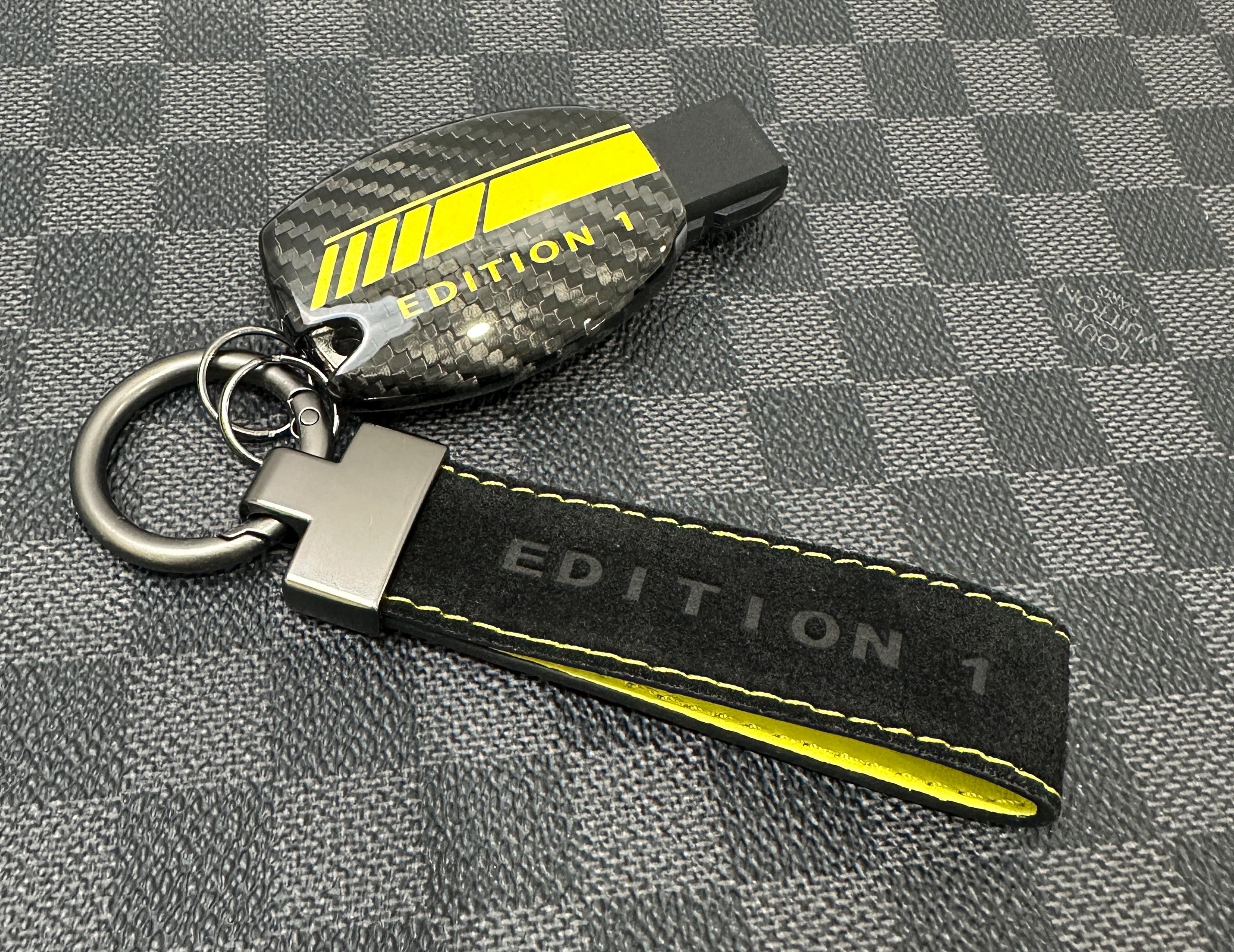 Edition 1 Premium Carbon Fiber Key Cover Keychain Set for Mercedes AMG ...