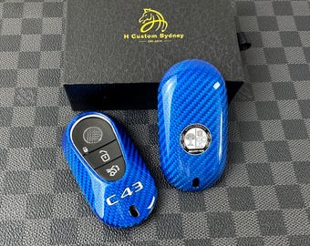 Premium Fiber Keyring Key Fob Cover For Mercedes W206 C43 X254 GLC43 Models Custom Made Exclusive Edition