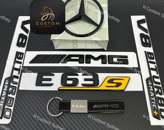 E63S Gloss Black Badges Emblems Package For Mercedes E63S AMG 2019-2023 Exclusive Edition one Pack