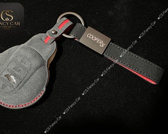 Premium Alcantara Leather Key Fob Cover Case For Mini Cooper S models Custom Made Exclusive Gift