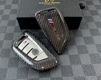 Luxury Carbon Fiber Keyring Key Fob Cover Kit For BMW M3 CS M4 CS G80 G81 G82Custom Made Exclusive Edition