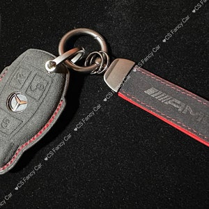 Premium Alcantara Leather Key Fob Cover Case For Mercedes AMG model Custom Made Exclusive Gift