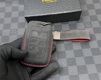 Luxury Alcantara and Nappa Leather Key Fob Cover Case Keychain Pack Fit For Land Rover Range Rover Custom Made Exclusive Gift