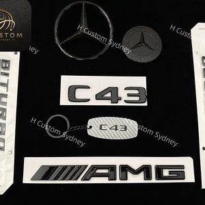 Gloss Black C43 Full Badges Emblems Package for Mercedes C43 W205 C205 A205 S205 Exclusive Pack