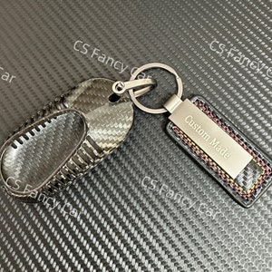 Personalized Premium Genuine Fiber Key Fob Cover Case Fit For Mercedes W206 C43 C63S X254 GLC43 GLC63S Custom Made Exclusive Gift