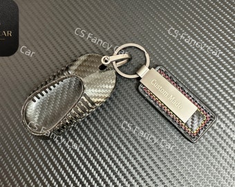 Personalized Premium Genuine Fiber Key Fob Cover Case Fit For Mercedes W206 C43 C63S X254 GLC43 GLC63S Custom Made Exclusive Gift