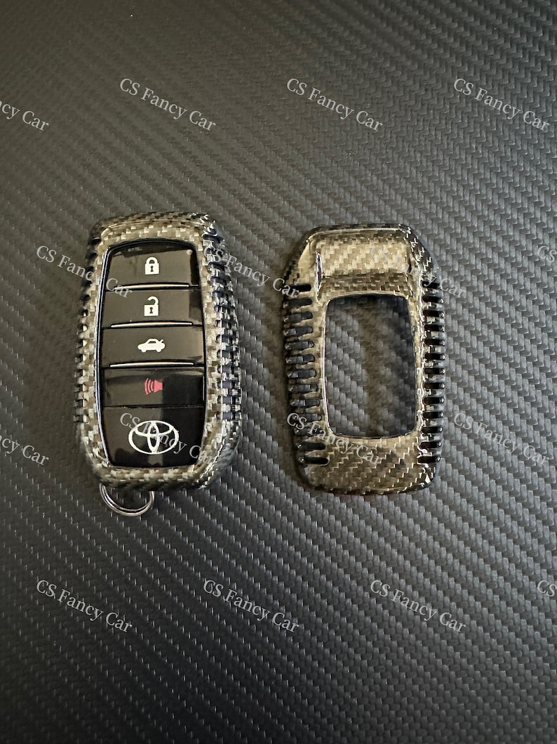 Land Cruiser Genuine Carbon Fiber Keyring Key Fob Cover for Toyota Land ...