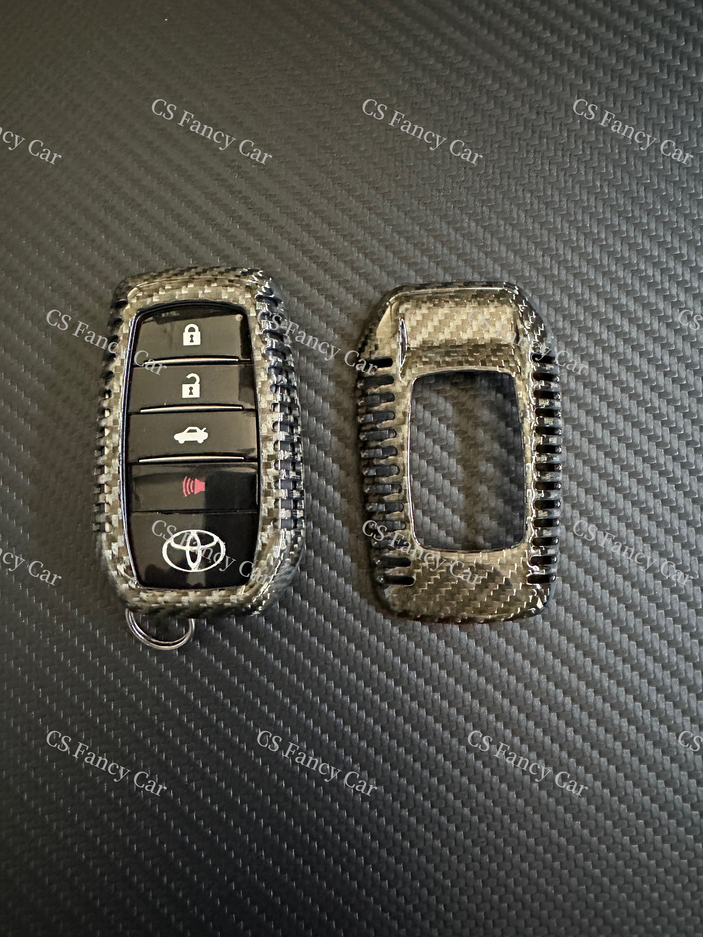 Land Cruiser Genuine Carbon Fiber Keyring Key Fob Cover for Toyota Land ...