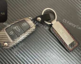 S3 RS3 RSQ3 Premium Genuine Fiber Key Fob Cover Case Fit For Audi S3 RS3 RSQ3 Custom Made Exclusive Gift