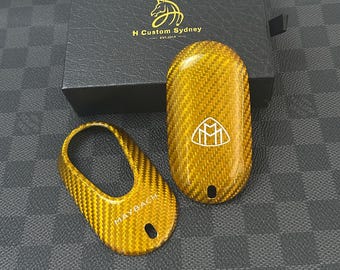 Luxury Carbon Fiber Key Fob Cover Case For Mercedes Maybach S GLS Class Exclusive Gold Edition