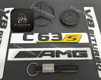 C63S Matte Black Badges Emblems Package For Mercedes C63S W205 C205 S205 A205  2019-2023 Exclusive Edition one Pack