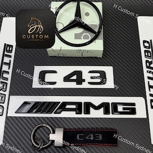 Gloss Black C43 Full Badges Emblems Package for Mercedes C43 W205 C205 A205 S205 Exclusive Night Edition