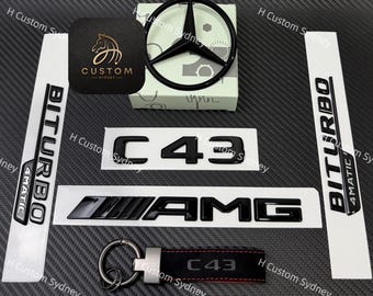 Gloss Black C43 Full Badges Emblems Package for Mercedes C43 W205 C205 A205 S205 Exclusive Night Edition