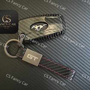 Couvercle pour porte-clés en fibre de carbone véritable de qualité supérieure pour Ford Mustang GT, fabriqué en exclusivité