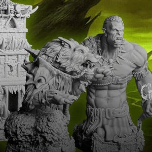 Orcish Chess Pieces - 16 delen - 3D geprint - STLFLIX - fantasy - D&D - tafelblad