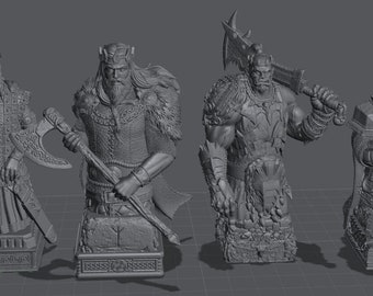 Spare chess pieces for Orc/Dwarf/Viking/Greek sets - 3D printed - STLFLIX - fantasy -history - D&D - tabletop