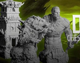 Orcish Chess Pieces - 16 parts - 3D printed - STLFLIX - fantasy - D&D - tabletop