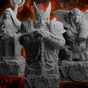 Dwarven Chess Pieces - 16 parts - 3D printed - STLFLIX - fantasy - D&D - tabletop