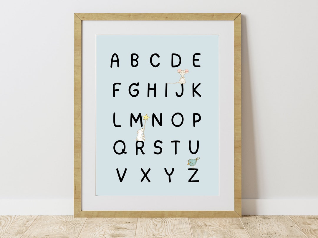 Children's Abc's Blue Poster Digital Download, Wall Decor for Nursery ...