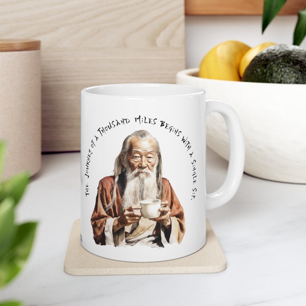 Lao Tzu Coffee Mug: 'A Single Sip' - Ceramic Mug for Philosophy Buffs & Coffee Lovers