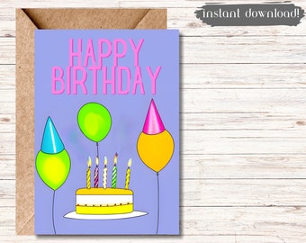 Printable Birthday Card Happy Birthday Card Card for - Etsy
