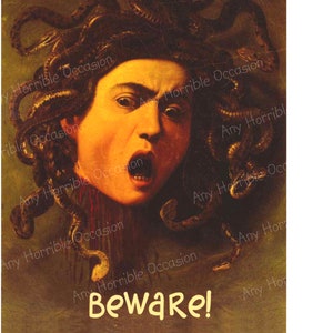 Inside: &quot;Raging Hormonal Female on the loose.&quot; / Any Horrible Occasion / Snarky Friendship Card / Estrogen / PMS / Periods / Moody / BEWARE