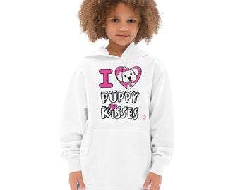 I Love Puppy Kisses Cora Kids fleece hoodie