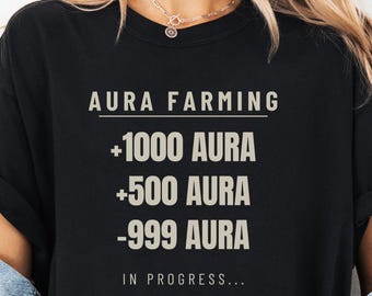 Aura Farming Comfort Colors Shirt, +1000 Aura Tee, Funny Gen Z Gamer Gift, Brainrot Slang, Teen Boy Birthday, Dark Color