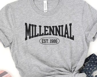 Millennial Custom Sweater, Custom Year Unisex Hoodie, Personalized Est Year Sweatshirt, Millennial Design Hoodie, EST 1986, drk text