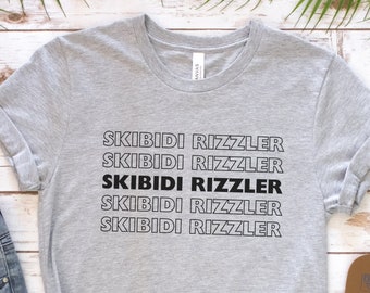 Skibidi Rizzler black letters Shirt, Trendy Shirt, Unisex, Gift for Boyfriend, Gift for her, Meme T Shirt, Funny Tee, Skibidi Sigma, Gyat