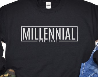 Millennial Custom Shirt, Personalized Est Year Shirt, Custom Birthday Gift, Unisex Hoodie, Millennial Design, Birth Year Tee